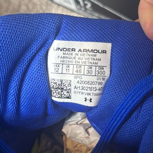 Under Armour Team Yard Mid TPU Blue Gray Baseball Cleats Size 12 3021513-401 NEW main image 9